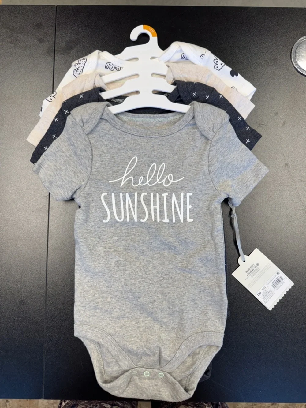 Carter's‎ Gray 'Hello Sunshine' Short-Sleeve Baby One-Piece